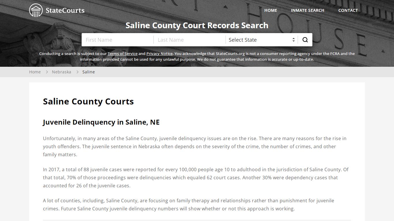 Saline County, NE Courts - Records & Cases - StateCourts